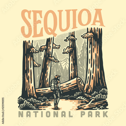 vintage sequoia national park badge design