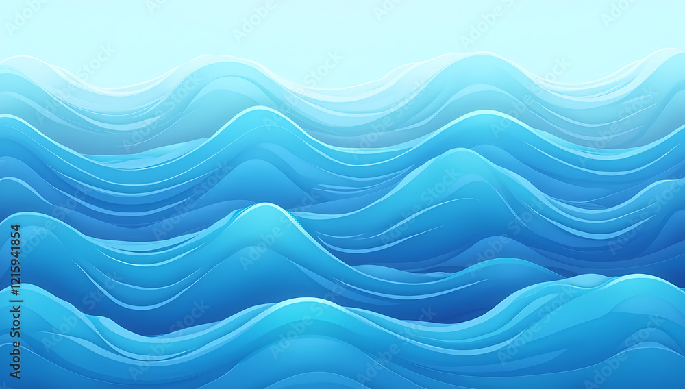 Fototapeta premium A flat ocean wave frame with repeating rolling wave patterns in shades of blue and teal, creating a seamless 2D looping animation.