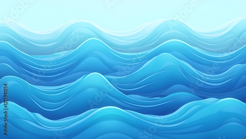 Wallpaper Mural A flat ocean wave frame with repeating rolling wave patterns in shades of blue and teal, creating a seamless 2D looping animation. Torontodigital.ca