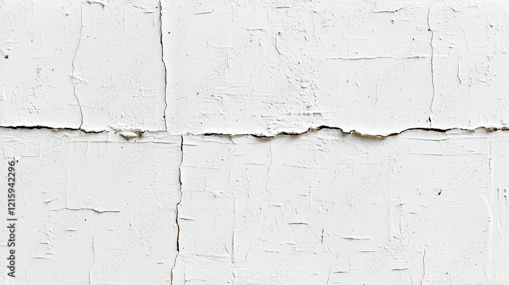 Obraz premium White textured wall with cracks.