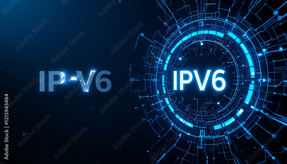 IPv6 address support local network internet technology concept. IPv6 address support local network internet technology concept.