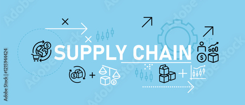 Supply Chain concept highlighting logistics management global distribution shipping strategy and cargo transport for business logistics and operational efficiency