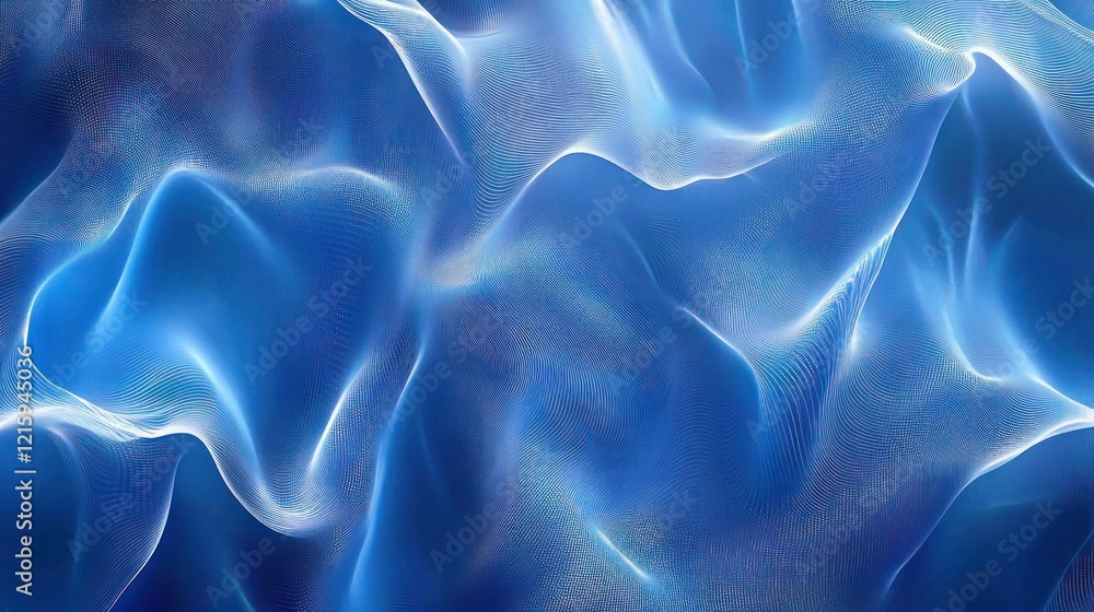 Obraz premium Abstract Blue Wave Digital Art: Serene Digital Landscape