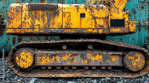 Rusty Relic: A Close-Up of an Abandoned Excavator photo