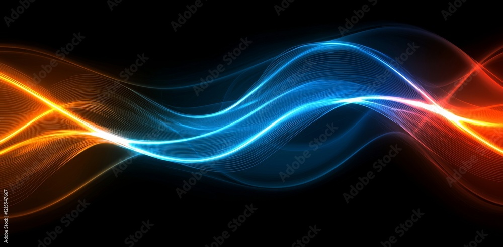 Abstract Blue and Orange Glowing Light Waves Dynamic Energy Flow Background Abstract Blue and Orange Glowing Light Waves Dynamic Energy Flow Background