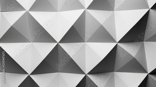 A textured wall featuring a geometric pattern of triangular shapes in shades of gray.