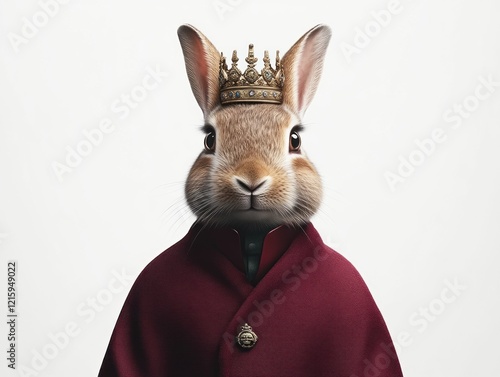 Royal rabbit portrait fantasy setting digital art whimsical environment close-up view enchanted concept photo