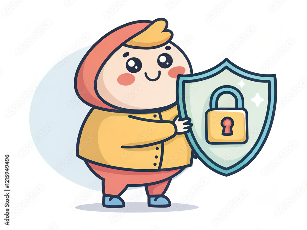 Naklejka premium cartoon, illustration, vector, character, art, fun, people, drawing, hat, boy, fat, animal, person, humor, child, smile, smiling