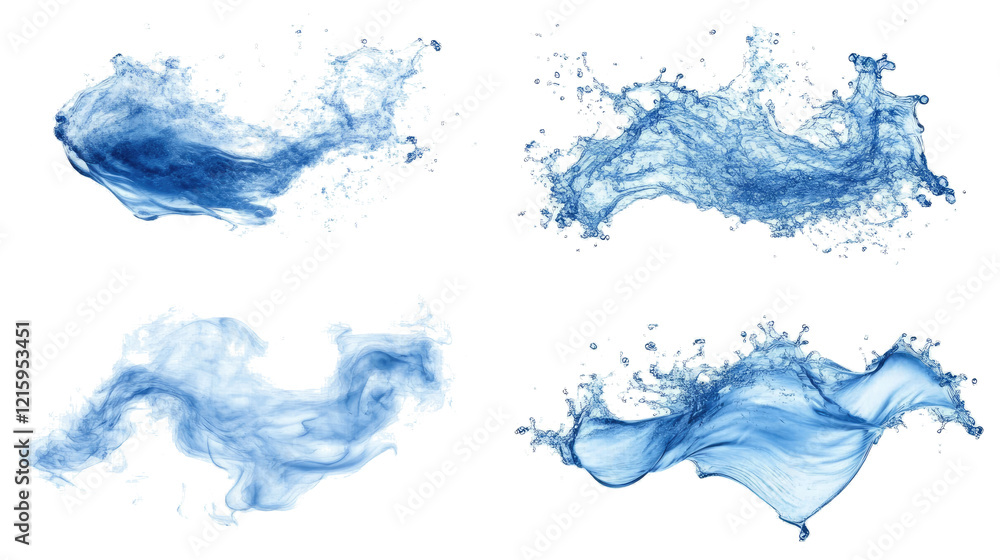 Obraz premium Liquid Wave Collection on Clear Background Generative AI