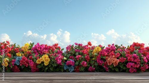Wallpaper Mural Vibrant Summer Patio Scene with Colorful Flowers and Clear Blue Sky Torontodigital.ca