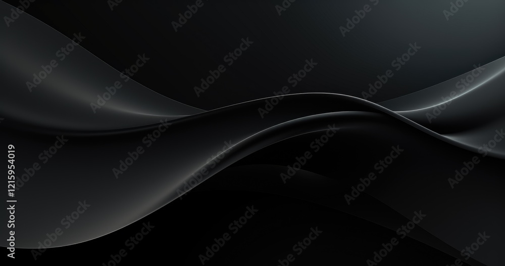 A smooth, flowing abstract design in shades of black, evoking depth and elegance.