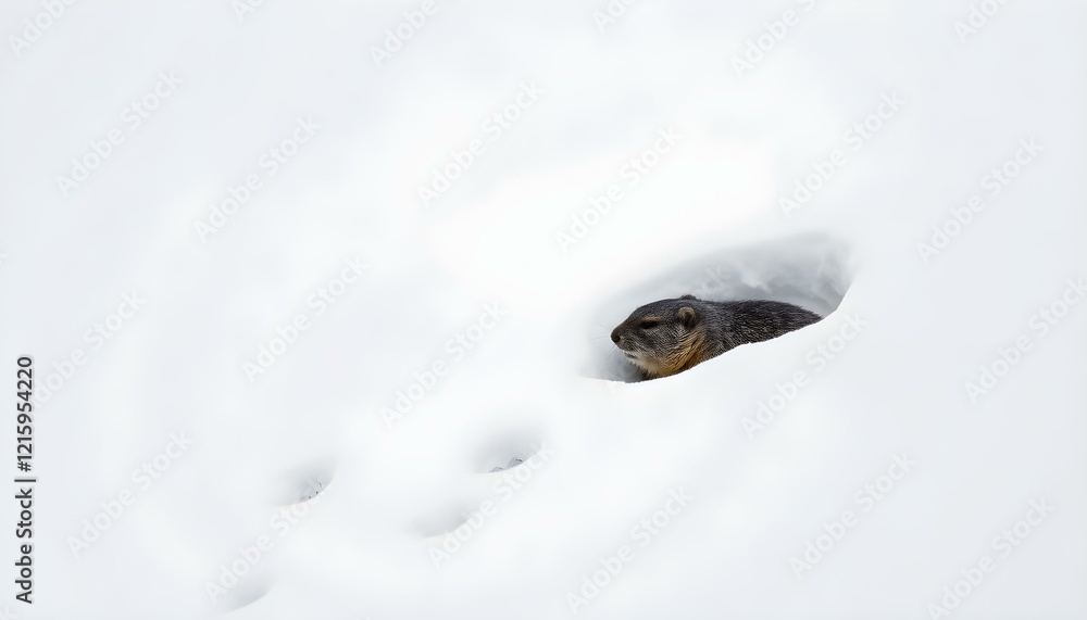 Winter Wonderland: Groundhog's Snowy Burrow Escape cute cold calm wild quiet animal nature Winter Wonderland: Groundhog's Snowy Burrow Escape cute cold calm wild quiet animal nature