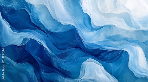 Abstract Blue White Fabric Swirls Soft Light. AI Generated