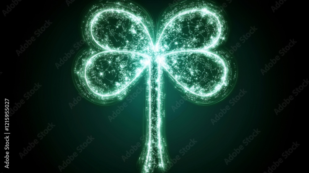 Sparkling Green Clover, Digital Art, Festive Design Sparkling Green Clover, Digital Art, Festive Design