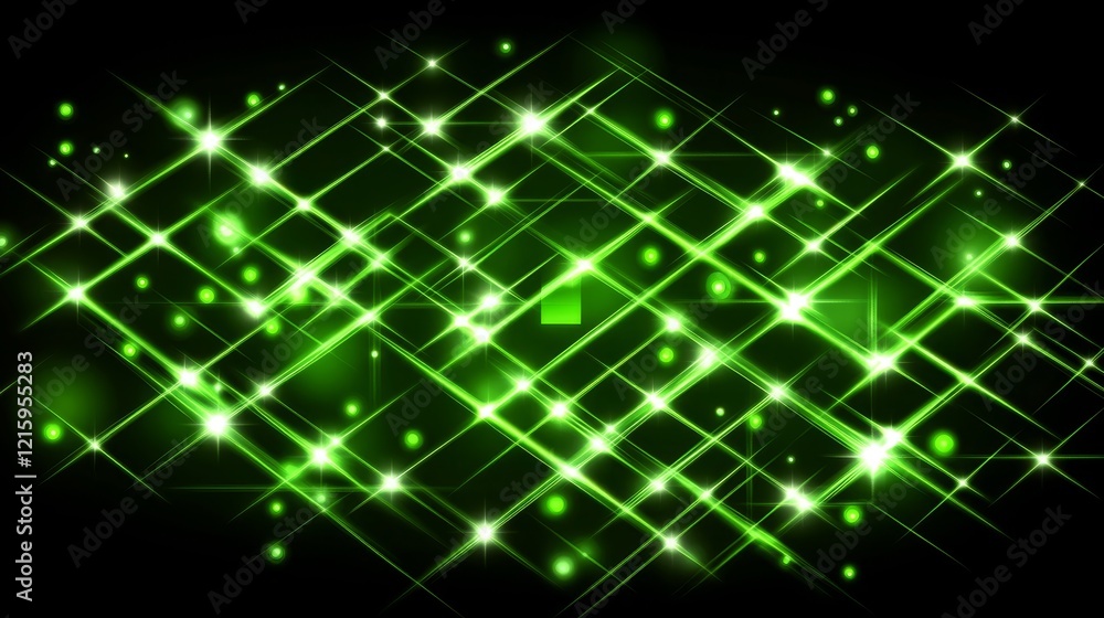 Sparkling Green Lights Abstract Geometric Design