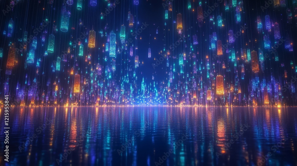 Sparkling Lantern Rain Digital Art Reflection Sparkling Lantern Rain Digital Art Reflection