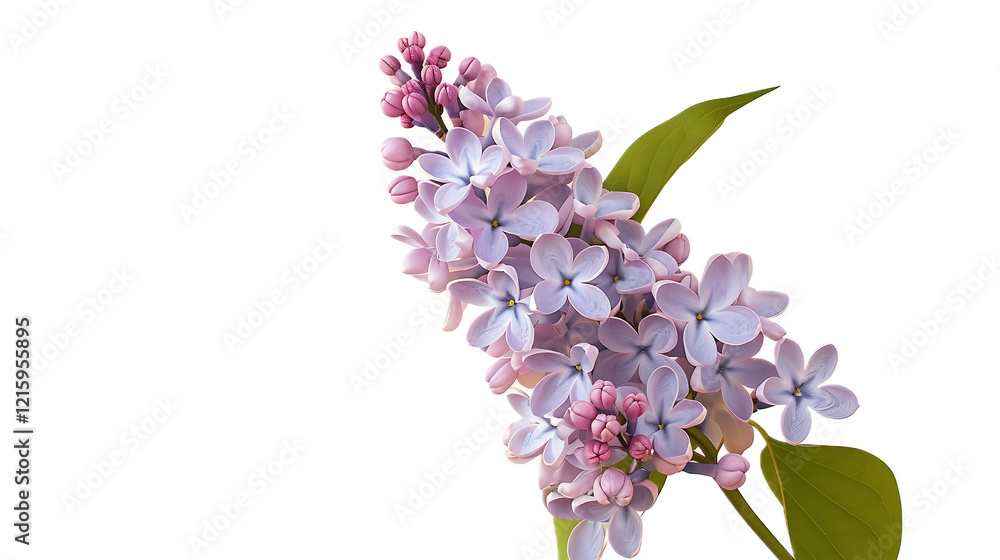 Fototapeta premium A soft lavender lilac flower against a transparent background.