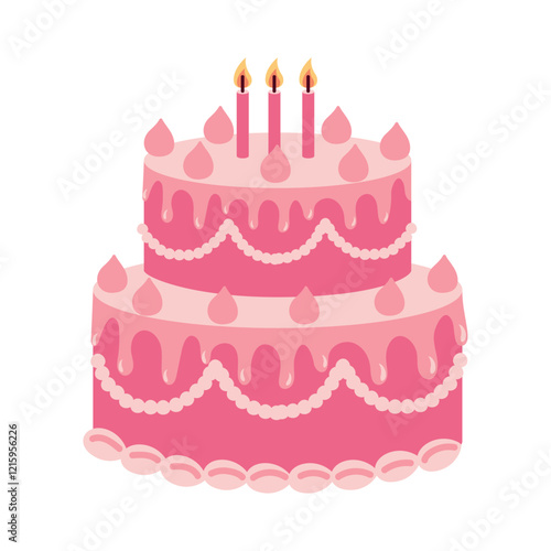 Candle decorated pink cake