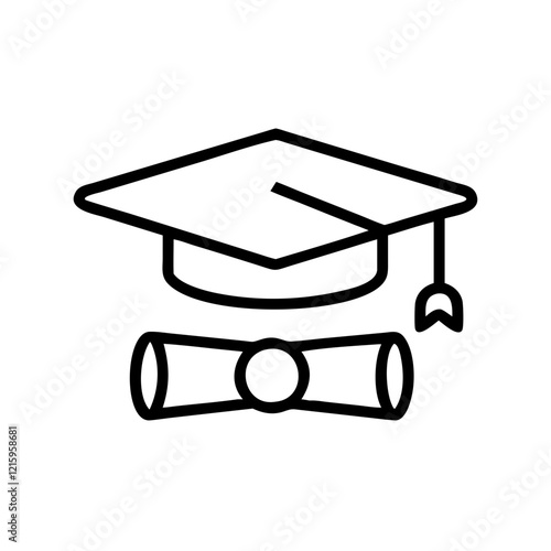 graduation hat and diploma icon design