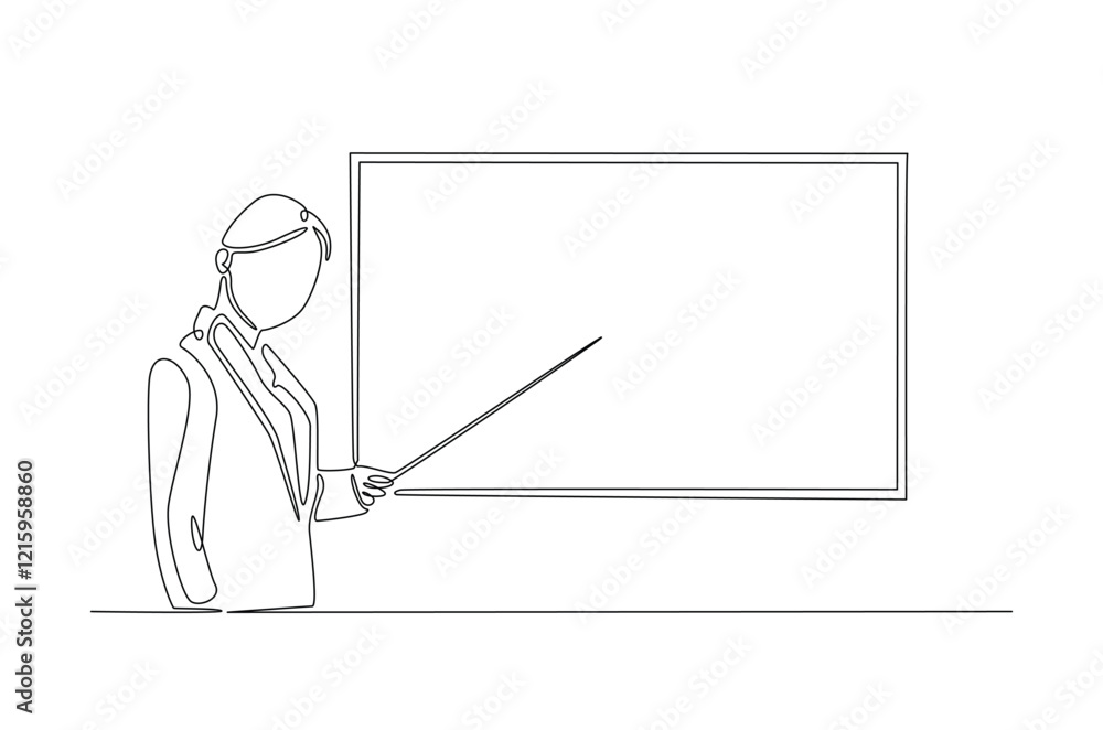 businesswoman doing presentation with whiteboard in continuous one line drawing. Teacher and whiteboard in single line art illustration. Editable vector. businesswoman doing presentation with whiteboard in continuous one line drawing. Teacher and whiteboard in single line art illustration. Editable vector.