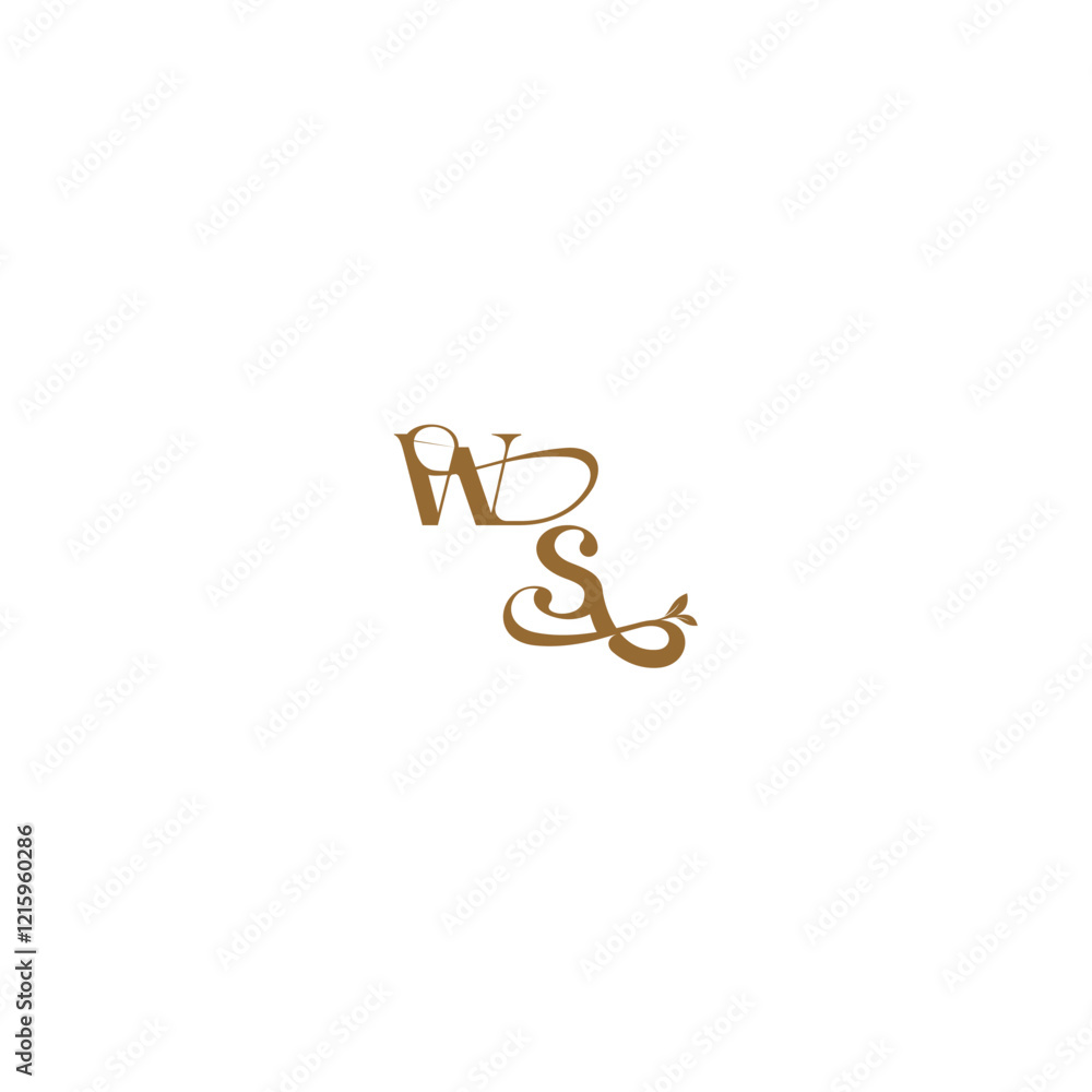 initial leaf line WS monogram wedding concept letter modern organic logo initial leaf line WS monogram wedding concept letter modern organic logo