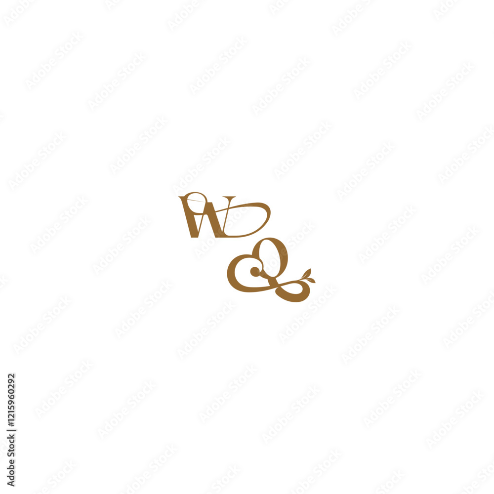 initial leaf line WQ monogram wedding concept letter modern organic logo initial leaf line WQ monogram wedding concept letter modern organic logo