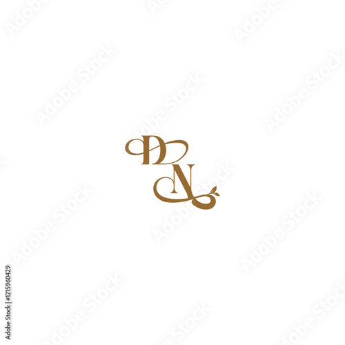 modern organic logo DN initial leaf line monogram wedding concept letter