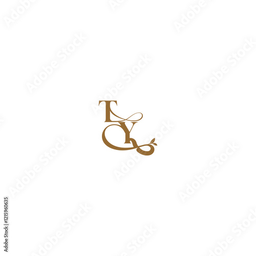 initial leaf line TY monogram wedding concept letter modern organic logo