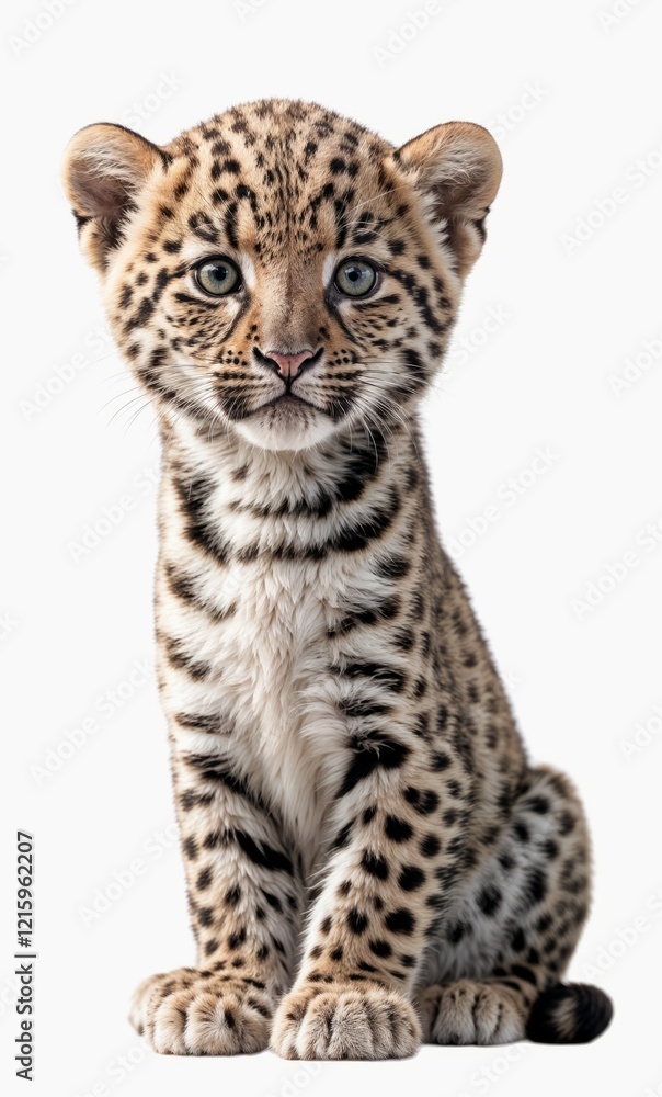 Fototapeta premium baby leaopard on white background