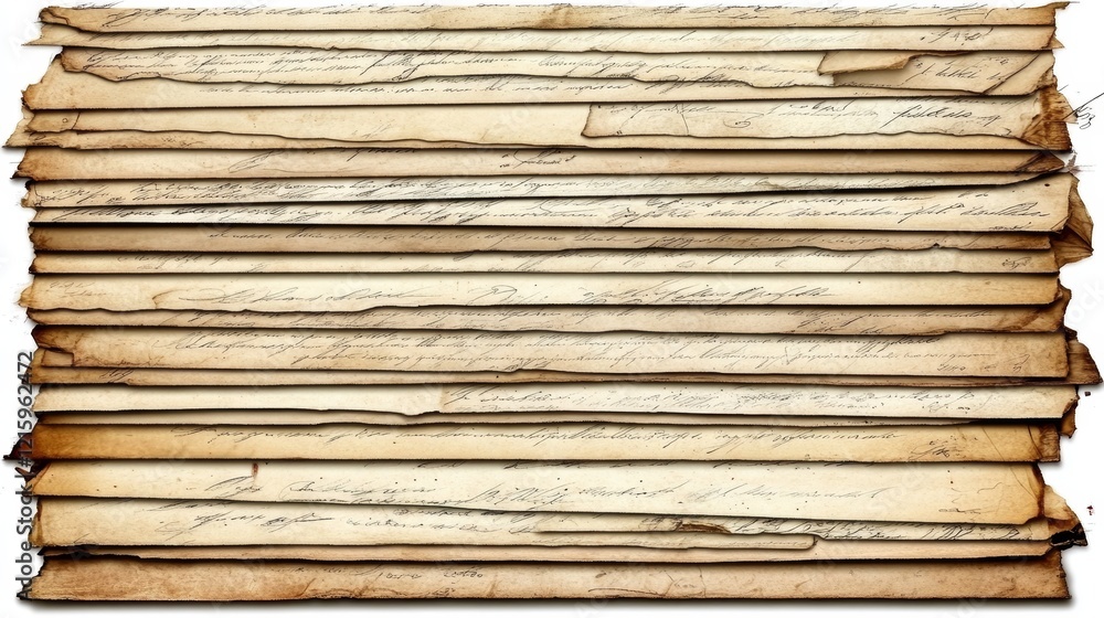 Stacked Antique Papers with Aged Handwritten Text Stacked Antique Papers with Aged Handwritten Text