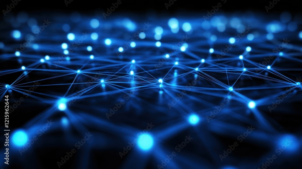 Blue Network Nodes Glowing Connections Abstract Digital Technology Blue Network Nodes Glowing Connections Abstract Digital Technology