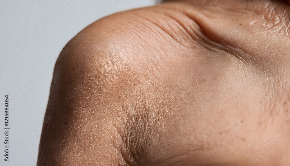 Close-up of wrinkled skin texture on the shoulders and neck. Close-up of wrinkled skin texture on the shoulders and neck.