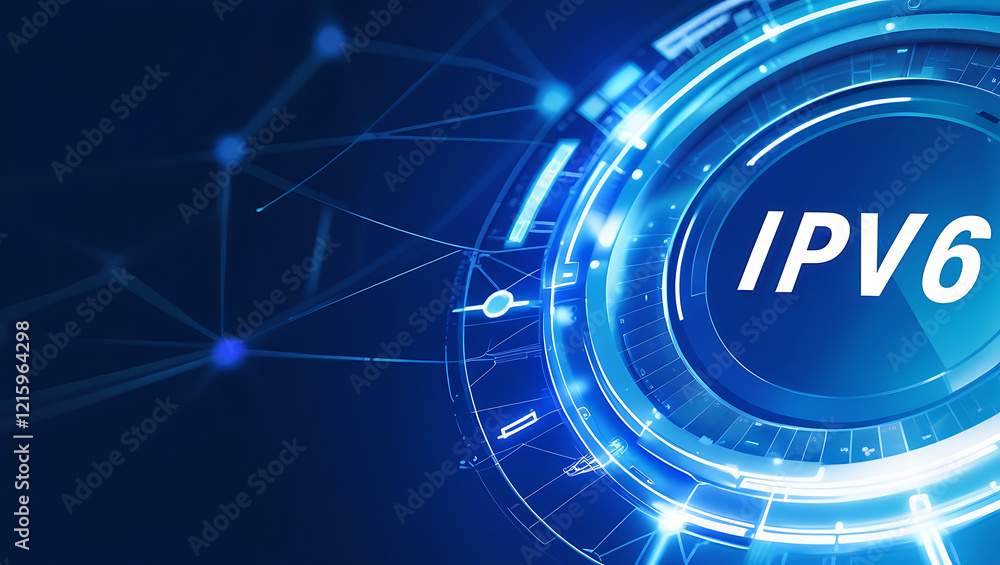 Naklejka premium IPv6 address support local network internet technology concept.