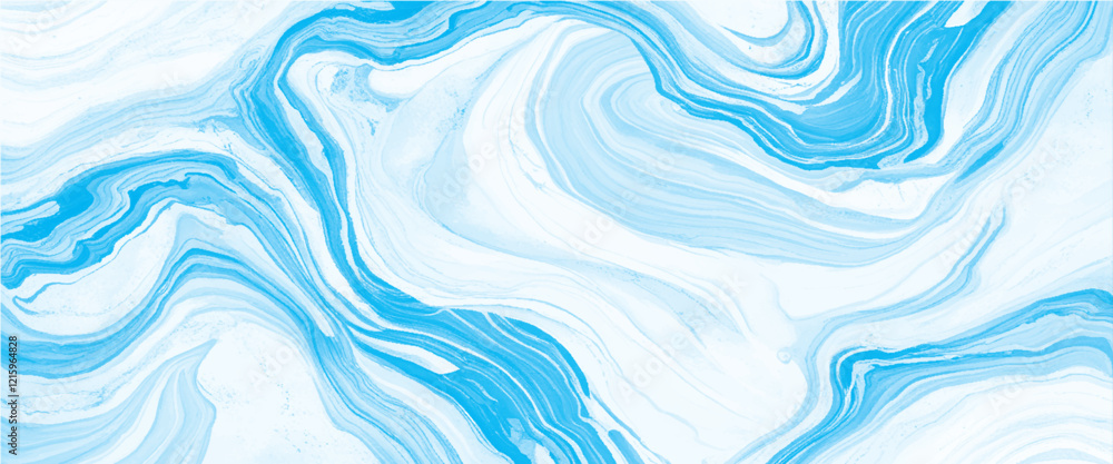 Fototapeta premium Vector abstract blue marble acrylic liquid surfaces texture design.