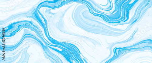 Vector abstract blue marble acrylic liquid surfaces texture design.