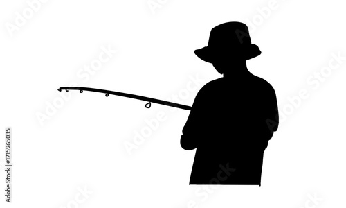 silhouette art of fisherman illustration