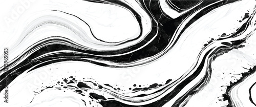 Vector abstract black and white marble acrylic liquid surfaces texture design.