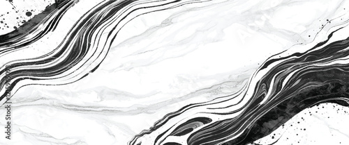 Vector abstract black and white marble acrylic liquid surfaces texture design.