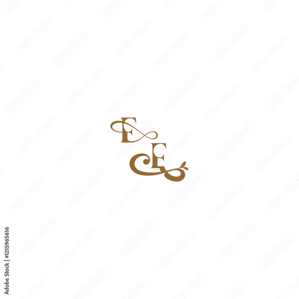 modern organic logo FF initial leaf line monogram wedding concept letter modern organic logo FF initial leaf line monogram wedding concept letter