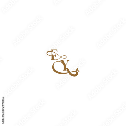 modern organic logo FY initial leaf line monogram wedding concept letter