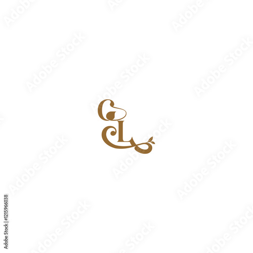 modern organic logo monogram wedding concept letter initial leaf line GL