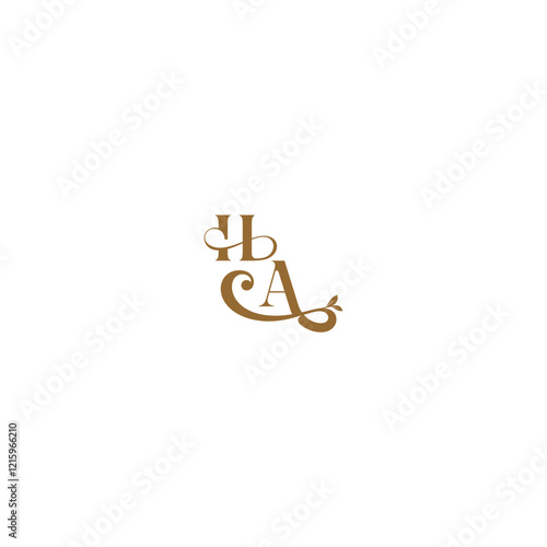 modern organic logo monogram wedding concept letter initial leaf line HA