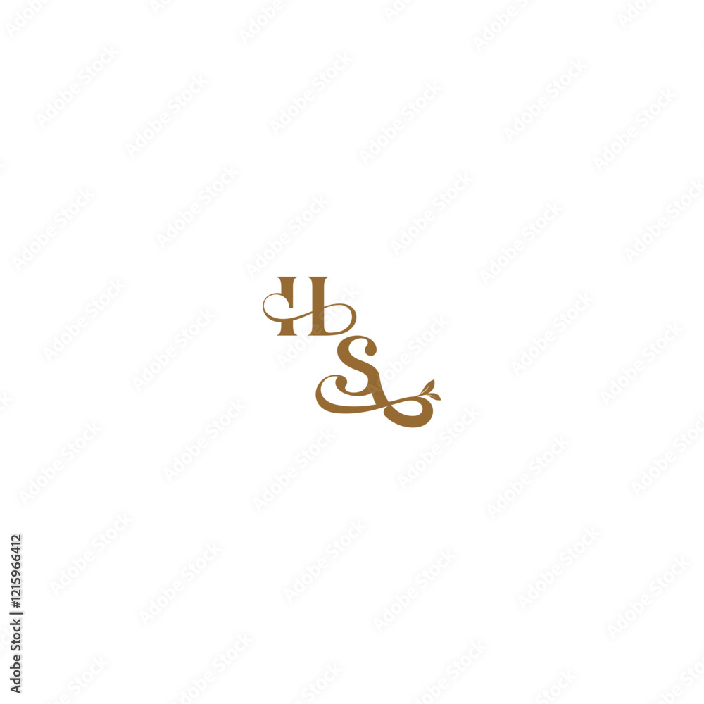 modern organic logo monogram wedding concept letter initial leaf line HS modern organic logo monogram wedding concept letter initial leaf line HS