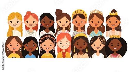 Wallpaper Mural Women from diverse backgrounds celebrate Women's Day with joy, showcasing vibrant attire and expressions of empowerment on March 8 in a festive atmosphere Torontodigital.ca