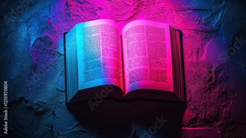 Open Book under Neon Lights
