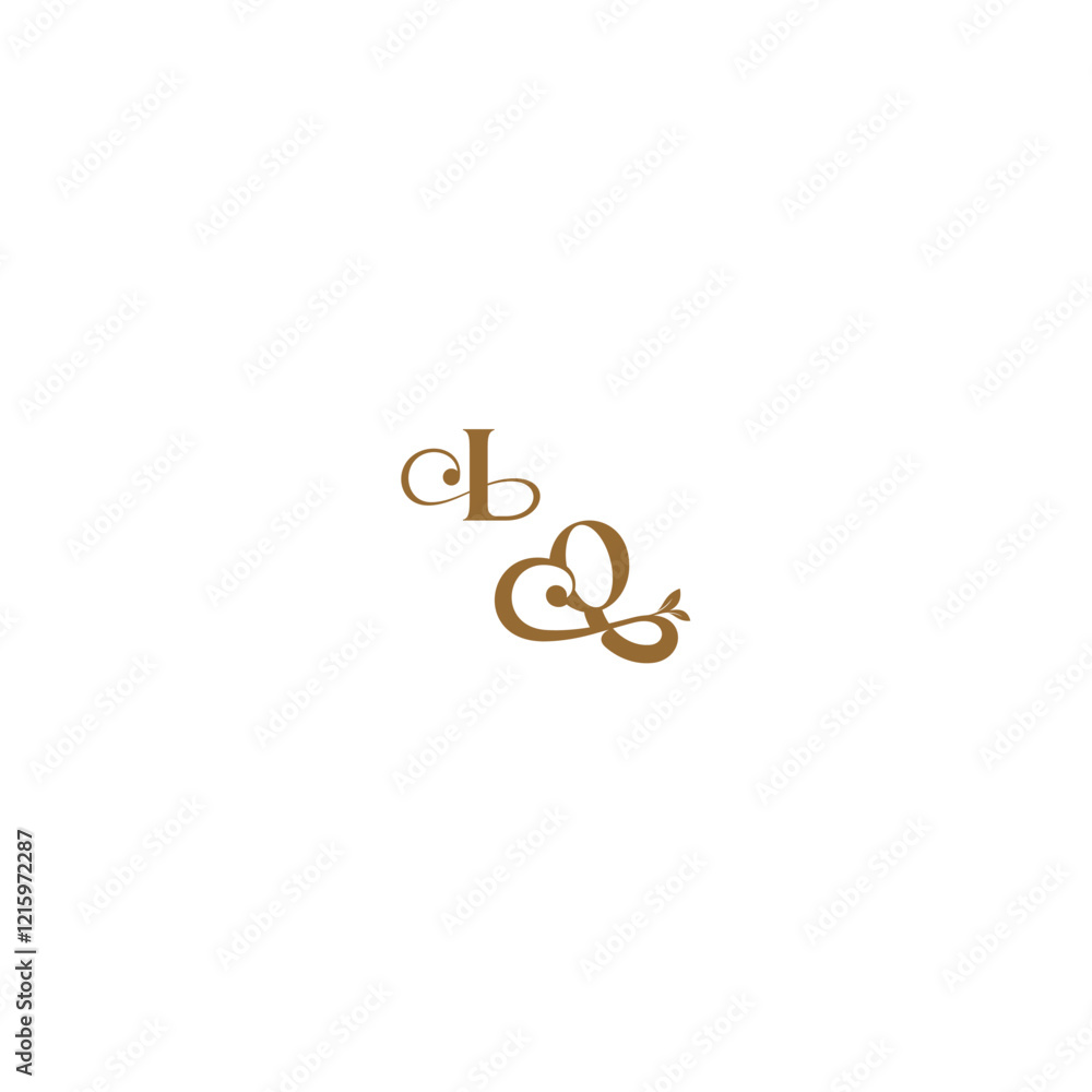 Fototapeta premium modern organic logo monogram wedding concept letter initial leaf line IQ