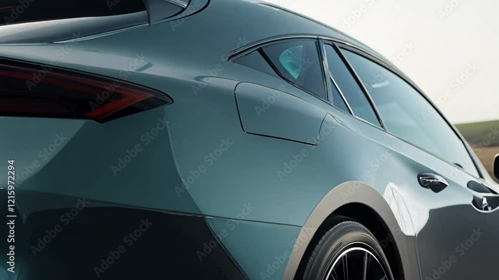 Tilt-up video of a luxurious sports car silhouette, bathed in soft light against a neutral background, establishing a classic aesthetic Tilt-up video of a luxurious sports car silhouette, bathed in soft light against a neutral background, establishing a classic aesthetic