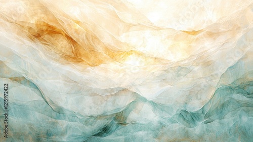 Wallpaper Mural Abstract watercolor landscape natural scene digital art soft colors aerial view serenity and calmness Torontodigital.ca