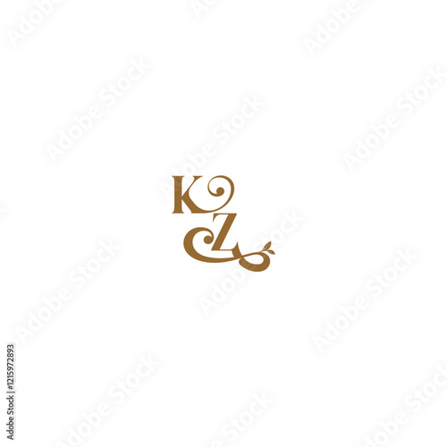 modern organic logo monogram wedding concept letter initial leaf line KZ photo