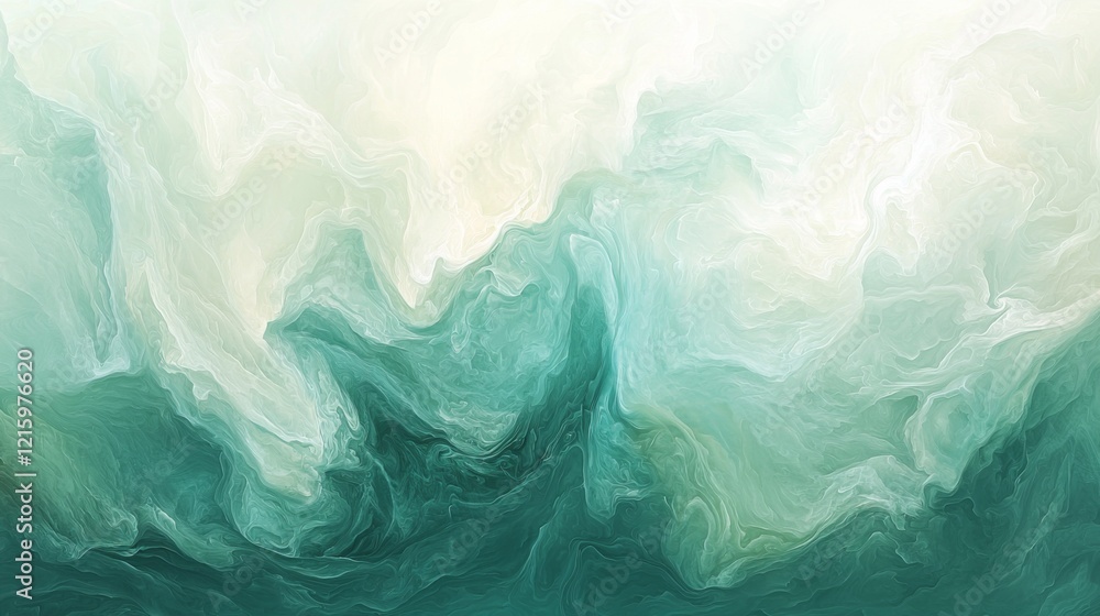 Obraz premium Abstract Teal and White Swirling Marble Texture Background Design